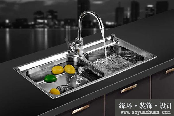 上海二手房装修厨柜的双斗不锈钢水槽_缘环装潢.jpg