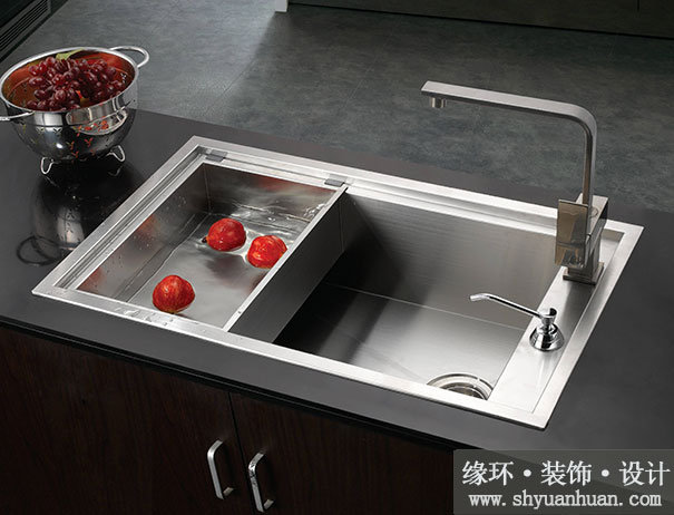 厨房装修台面水槽用单槽还是双槽，不锈钢水槽_缘环装潢.jpg